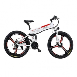 SChenLN Folding Electric Mountain Bike SChenLN One-wheel aluminum alloy electric bicycle folding 350W high power motor 48V lithium battery / 12A outdoor outing fitness exercise-White with GPS_48V / 12A