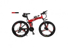 SEESEE.U Folding Electric Mountain Bike SEESEE.U Mountain Bike Unisex Dual Suspension Mountain Bike 26" Integral Wheel Electric Bike High-Carbon Steel Hybrid Bicycle Pedal Assisted Folding Bike with 36V Li-Ion Battery, Red, A