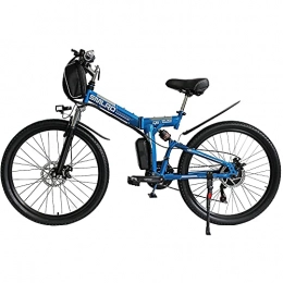SFSGH Folding Electric Mountain Bike SFSGH Ebikes For Adults, Folding Electric Bike MTB Dirtbike, 26" 48V 10Ah 350W IP54 Waterproof Design, Easy Storage Foldable Electric Bycicles For Men(Color:Blue)