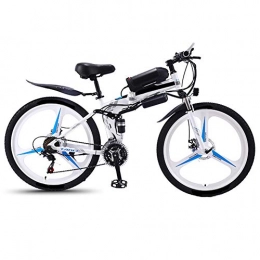 She Charm 26 Inch Electric Folding Bike Moped Electric Mountain Bike 36V 13AH 350W Bicycle 3 Modes for Adults,White