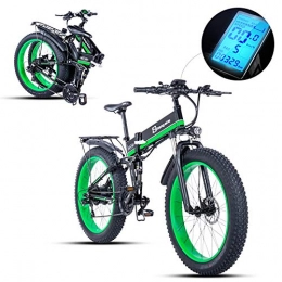 Shengmilo Bike shengmilo electric bike mountain bicycle lithium battery motor ebike Folding Shimano Aluminum Frame Fat Tire 26 inch 21 Speed 48V 1000W adult MX01(green)