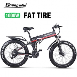 Shengmilo Folding Electric Mountain Bike Shengmilo Electric Folding Bike 26 Inch Mountain Fat Tire E- Bike with XOD Brake, SHIMANO 21 Speed, 1 PCS 48V / 13Ah Lithium Battery Included(MX01)