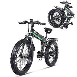 VARWANEO Folding Electric Mountain Bike SHENGMILO MX01 Adult Folding Electric Bicycle, 26*4.0 Fat Tire Electric Bicycle with 1000W Motor 48V 12.8AH Battery, Commuter or Mountain Bicycle, 7 / 21 Shift Lever Accelerator (Green, No spare battery)