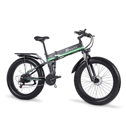 Shengmilo Bike Shengmilo MX01 Electric Bike for Adults, 26'' Electric Bicycle with Brushless Motor, Fat Tire Mountain E Bike with Removable 48V Lithium Battery, Dual Shock Absorber (Green)