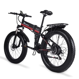 Shengmilo Folding Electric Mountain Bike Shengmilo MX01 Electric Bike for Adults, 26'' Electric Bicycle with Brushless Motor, Fat Tire Mountain E Bike with Removable 48V Lithium Battery, Dual Shock Absorber (Red)