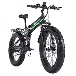 Shengmilo Bike Shengmilo-MX01 Folding Electric Bicycles 26 Inch Fat Tire Electric Bike 48V 1000W Motor Snow Electric Bicycle with Shimano 21 Speed (Green)