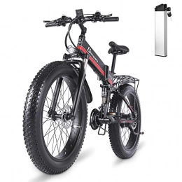 Shengmilo Bike Shengmilo-MX01 Folding Electric Bicycles 26 Inch Fat Tire Electric Bike 48V 1000W Motor Snow Mountain Electric Bicycle with Shimano 21 Speed Hydraulic Disc Brake (One Battery)