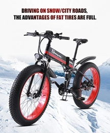 Shengmilo-MX01 Bike Shengmilo-MX01 Folding electric bike 1000w full suspension electric mountain bike fat ebike 26 * 4.0 tire (Red)