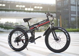 Skyzzie Folding Electric Mountain Bike Skyzzie Electric Mountain Bike Folding E-bike 1000W Electric Bicycle with Removable 48V 12.8AH Lithium-Ion Battery, 26" Off-Road Wheels Premium Full Suspension and Shimano 21 Speed Gear