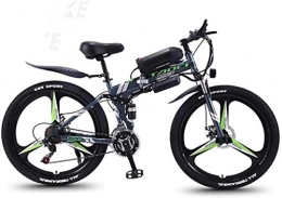 Aoyo Folding Electric Mountain Bike Smart Mountain Ebike, 26" Mountain Bike for Adult, All Terrain 27-speed Bicycles, 36V 30KM Pure Battery Mileage Detachable Lithium Ion Battery, (Color : Black green A2, Size : 8AH / 40km)