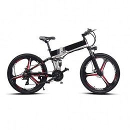 Smisoeq Folding Electric Mountain Bike Smisoeq 26 inches electric bike, rear seats with integrated 3-spoke wheels 21 and advanced full suspension gear can be used for night riding