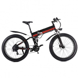 Smisoeq Folding Electric Mountain Bike Smisoeq Electric bike tire 26 inches thick foldable electric bicycle with 48V 12Ah lithium battery movable with the rear seat (Color : Red)