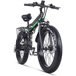 StAuoPK Bike StAuoPK Electric Bike 26 Inches Folding Fat Tire Snow Bike 12Ah Li-Battery 21 Speed Beach Cruiser Mountain E-bike with Rear Seat, A