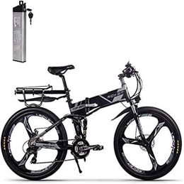 SUFUL RICH BIT TOP-860 Electric Folding Bike 26inch 36V 250W 12.8Ah Full Suspension City Bike Electric Foldable Mountain Bicycle (black gray)
