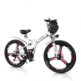 SYLTL Bike SYLTL Electric Mountain Bike, 26 Inch Folding E-bike with Removable 48V 8AH Lithium-Ion Battery Mountain Cycling Bicycle 21 Speed, White, 45km