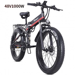 SYXZ Bike SYXZ 26" Electric Bicycle, Folding Mountain Bike, 4.0 Fat Tire Ebike, 1000W 48V 12.8AH Removable Lithium-Ion Battery Bicycle, Red