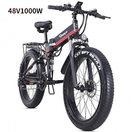 SYXZ 26 Inch Electric Bike - Foldable Compact eBike For Commuting and Leisure - Rear Suspension, Pedal Assist Unisex Bicycle, 1000W / 48V,Black