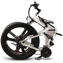 SYXZ Folding Electric Mountain Bike SYXZ Electric Bikes for Adult, 26-inch Folding Mountain Bike, 48V 350W Removable Lithium-Ion Battery, White