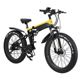 TANCEQI Bike TANCEQI Adult Folding Electric Bikes, Hybrid Recumbent / Road Bikes, with Aluminum Alloy Frame, LCD Screen, Three Riding Mode, 7 Speed 26 Inch City Mountain Bicycle Booster, Yellow