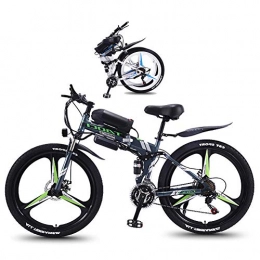 TANCEQI Folding Electric Mountain Bike TANCEQI Electric Bike Folding Electric Mountain 350W Foldaway Sport City Assisted Electric Bicycle with 26" Super Lightweight Magnesium Alloy Integrated Wheel, Full Suspension And 21 Speed Gears, Gray
