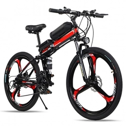 TDHLW 26in Foldable Electric Mountain Bike for Adults 21 Speed, 250W eBike 36V 10Ah Removable Lithium Battery Waterproof Electric Bicycle Dual Shock Absorber with LED Front Light,Red