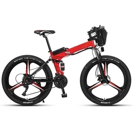 TGHY Folding Electric Mountain Bike TGHY Electric Mountain Bike 26-Inch Folding E-Bike for Adults 25km / h 35km Range 21-Speed Gear 250W Motor Removable 36V 12Ah Lithium-Ion Battery Pedal Assist Dual Disc Brake, Red