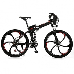 TGHY Folding Electric Mountain Bike TGHY Folding Electric Bikes for Adults 26" E-bike Electric Mountain Bike 36V 350W Motor Removable Lithium Battery Pedal Assist 21-Speed Disc Brake Full Suspension for Commuting, Red, 30km