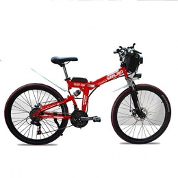 TIKENBST Folding Electric Mountain Bike TIKENBST 26 Inch Lithium Battery Folding Electric Bicycle Double Suspension Disc Brakes Mountain Electric Bicycle, Red-350w40km