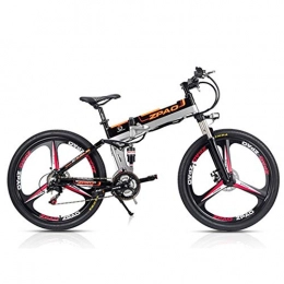 TYT Folding Electric Mountain Bike TYT 26 inch Folding Electric Bicycle, 48V 350W Powerful Motor, 21 Speed Mountain Bike, Aluminum Alloy Frame, Pedal Assist Bicycle, Full Suspension (Black Integrated Wheel, Plus 1 Spare Battery)
