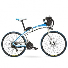 TYT Bike TYT Electric Mountain Bike Gp 26'' 240W E-Bike Quick-Folding Mountain Bicycle, 48V 12Ah Battery Electric Bike, Suspension Fork, Front &Amp; Rear Disc Brake (White Blue, 12Ah), White Blue