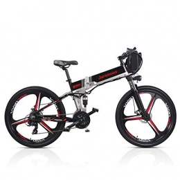 TYT Folding Electric Mountain Bike TYT M80 21 Speed Folding Bicycle 48V*350W 26 inch Electric Mountain Bike Dual Suspension with LCD Display 5 Pedal Assist (White-Sw, 10.4A), Double Battery Black-Iw, 12.8A