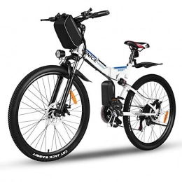 Vivi Bike Vivi 26" Folding Electric Bike for Adults, 21 Speed Electric Mountain Bicycle, with Removable 36V 8Ah Battery, Double Shock Absorption 250W (White)