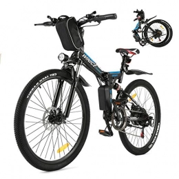 Vivi Bike Vivi 26" Folding Electric Bike For Adults, 350W Mountain E-Bike, 36V 8AH Removable Battery 21 Speed Electric Bicycle, Full Shock Absorption (Black blue)