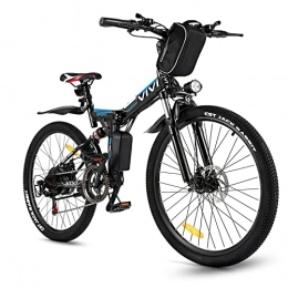 Vivi Bike VIVI 26 Inch Electric Bike for Adult, Electric Mountain Bike, 350W Folding E-bike E-MTB, Removable 36V / 8Ah Li-Ion Battery, Full-Suspension, 21 Speed Gears Foldable Electric Bicycle (Black-E-MTBs)