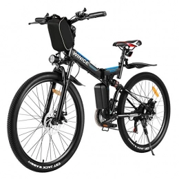 Vivi Electric Bike Electric Mountain Bike for Adult, 26'' Folding Electric Bike 250W Motor with 36V 8Ah Lithium-Ion Battery, Premium Full Suspension 21 Speed Gear (Black blue)