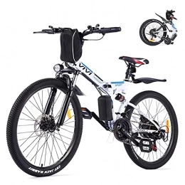 Vivi Folding Electric Mountain Bike Vivi Electric Folding Bikes for Adults, 26'' Electric Mountain Bike, 350W Electric Bicycle E-Bike with Removable 8ah Battery, Professional 21 Speed Gears, Full Suspension