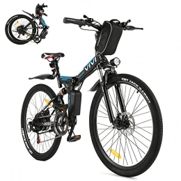 Vivi Bike Vivi Electric Mountain Bike, 26 Inch Folding Electric Bike, E bike with 8Ah Lithium Battery for Men Adults, 350W Motor, Shimano 21 Speed Gears Black