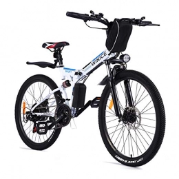 Vivi Folding Electric Mountain Bike Vivi Folding Electric Bike Electric Mountain Bicycle 26" Lightweight 250W Ebike, Electric Bike for Adults with Removable 8Ah Lithium Battery, Professional 21 Speed Gears (White)
