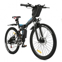 Vivi Folding Electric Mountain Bike Vivi Folding Electric Bike Electric Mountain Bicycle 26" Lightweight 350W Ebike, Electric Bike for Adults with Removable 8Ah Lithium Battery, Professional 21 Speed Gears (Black)