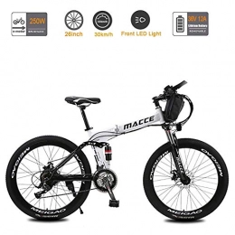 WDXN Bike WDXN 21 Speed Folding Electric Mountain Bike, Dual Disc Brakes Full Suspension Non-Slip Mountain Bike 26" Lithium-Ion Battery Bicycle, For Men Women, 12A