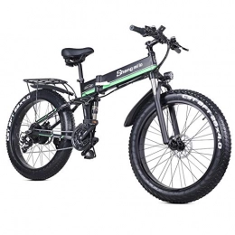WFIZNB Folding Electric Mountain Bike WFIZNB Electric Mountain Bike 21 Speed E-bike 26 Inches 1000W 48V 13ah Folding Fat Tire Snow Bike Pedal Assist Lithium Battery Hydraulic Disc Brakes for Adult, Green