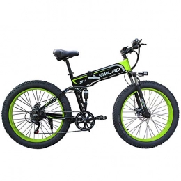 WFIZNB Folding Electric Mountain Bike WFIZNB Electric mountain bikes, 1000W Electric Bike Mens Mountain Ebike 21 Speeds 26 inch Fat Tire Road Bicycle Beach / Snow with lithium-ion battery 48V8Ah Off-road bikes, Green