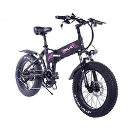 WFIZNB Folding Electric Mountain Bike WFIZNB Folding e-bike Fat Tire Electric Bike E bike Mountain Bike 20inch Powerful Electric Bicycle with Removable 48V 8Ah Lithium-Iion Battery Off-road bikes, Purple
