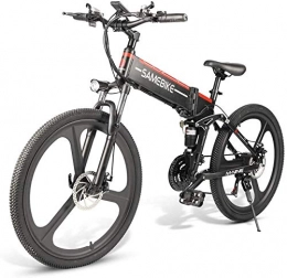 WJJH Folding Electric Bicycle Aluminum Alloy Electric Mountain Bike Unisex Adult Youth 26 Inch 25km/h 48V 10 AH 350W 21 Speed Electric Ebike with Pedals Power Assist,A