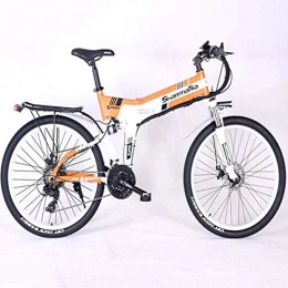 WJSW Folding Electric Mountain Bike WJSW Power Electric Mountain Bike Kid bicycles 26'' Electric Bike with 36V 10.4Ah Lithium-Ion Battery Aluminum Frame with Mechanical Disc Brakes, Orange