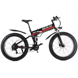 WK Folding Electric Mountain Bike WK Electric Snow Bike 48V 1000W 26 inch Fat Tire Ebike with Removable Lithium Battery and Suspension Fork with Rear Seat lili