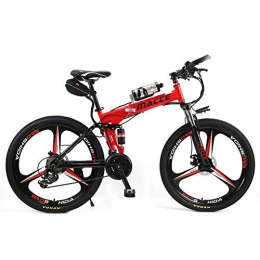 WM Folding Electric Mountain Bike WM 26-inch Folding Electric Bicycle 21-speed 36v Lithium Battery Beach Cruiser Bicycle A Variety Of Speeds Suitable For Young Men And Women, Red