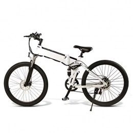 WOkismx Bike WOkismx 26-Inch Electric Bicycle, 21-Speed Foldable Electric Bicycle, 48V 500W10ah Mountain Bike Electric Bicycle, Maximum Speed 30Km / H, White