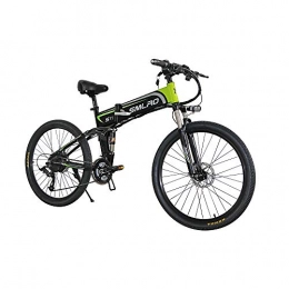 WQY Folding Electric Mountain Bike WQY Electric Bike, Full Shock Absorber Electric Mountain Bike Folding 26 Inch Lithium Battery Off-Road Folding Electric Bike for Adults 48V 350W with LCD Screen, Green