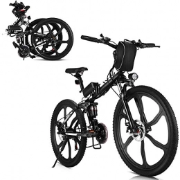 WSHA 350W Electric Bikes 26 Inch Folding Electric Mountain Bicycle 48V 10Ah Removable Lithium Battery 21 Speed City Ebike Cruiser Commuter Bicycle